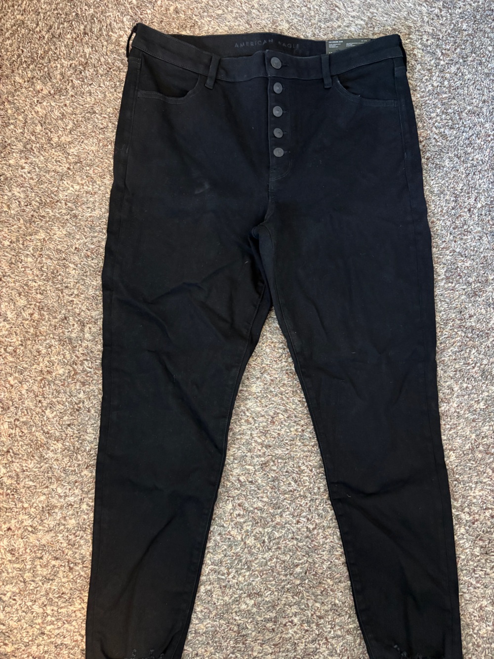 American Eagle Outfitters Black High-Rise Button-Front Jeggings size 18 long